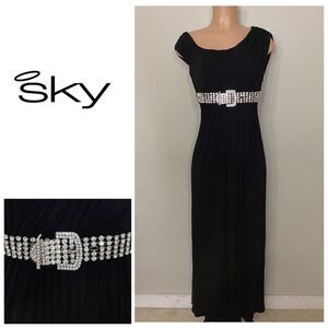 New. SKY black maxi dress with diamond belt. Small. Normally $298